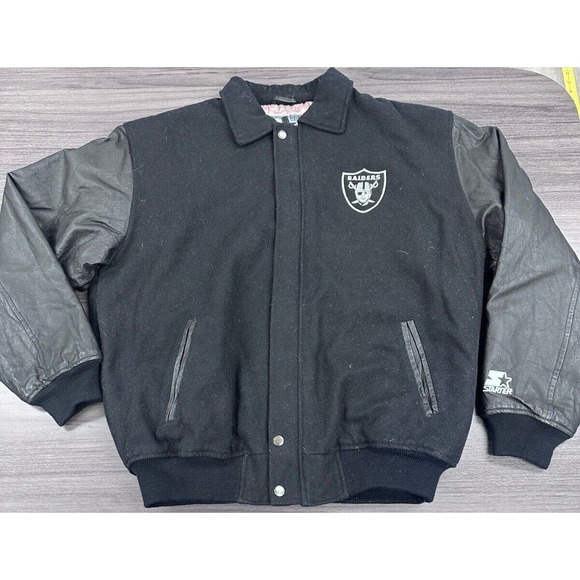 VINTAGE 90'S OAKLAND RAIDERS STARTER VARSITY JACKET MENS LARGE A57 - Picture 1 of 9